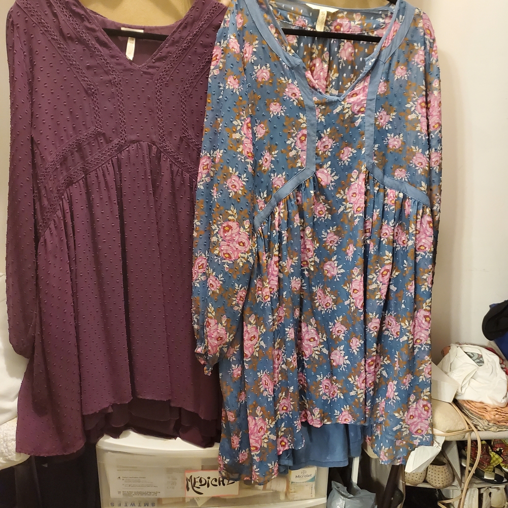 2 DRESSES...Matilda Jane Blue Floral Long Sleeve Dress and Burgundy, Stunning.